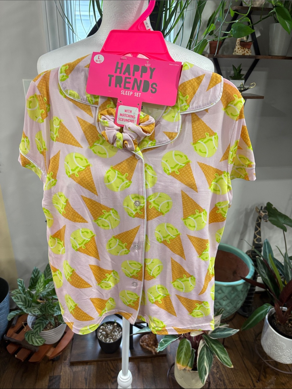 Happy Trends Girls' Pink Ice Cream Print Short Pajama Set size 10/12